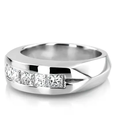 14K white gold 0.85 ct. tw. Channel Set Diamond Men's Ring - alternate view 3 thumbnail