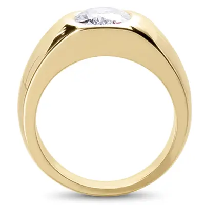 14K white gold Oval Solitaire Diamond Men's Ring - alternate view 3 thumbnail