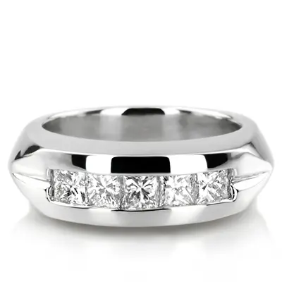 14K white gold 0.85 ct. tw. Channel Set Diamond Men's Ring - main view thumbnail