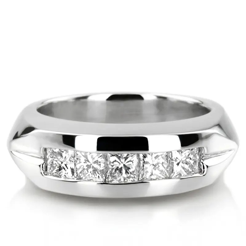 14K white gold 0.85 ct. tw. Channel Set Diamond Men's Ring - main view