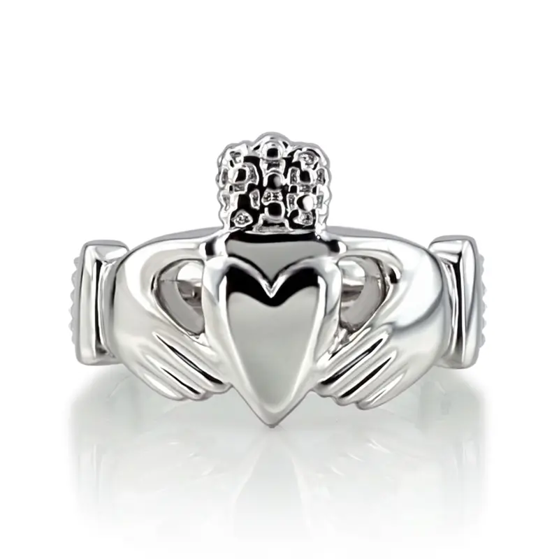 18K white gold Plain Claddagh Men Ring - main view