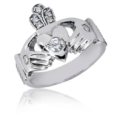 14K rose gold Celtic Claddagh Diamond Man Ring(1/3 ct. tw.) - main view thumbnail