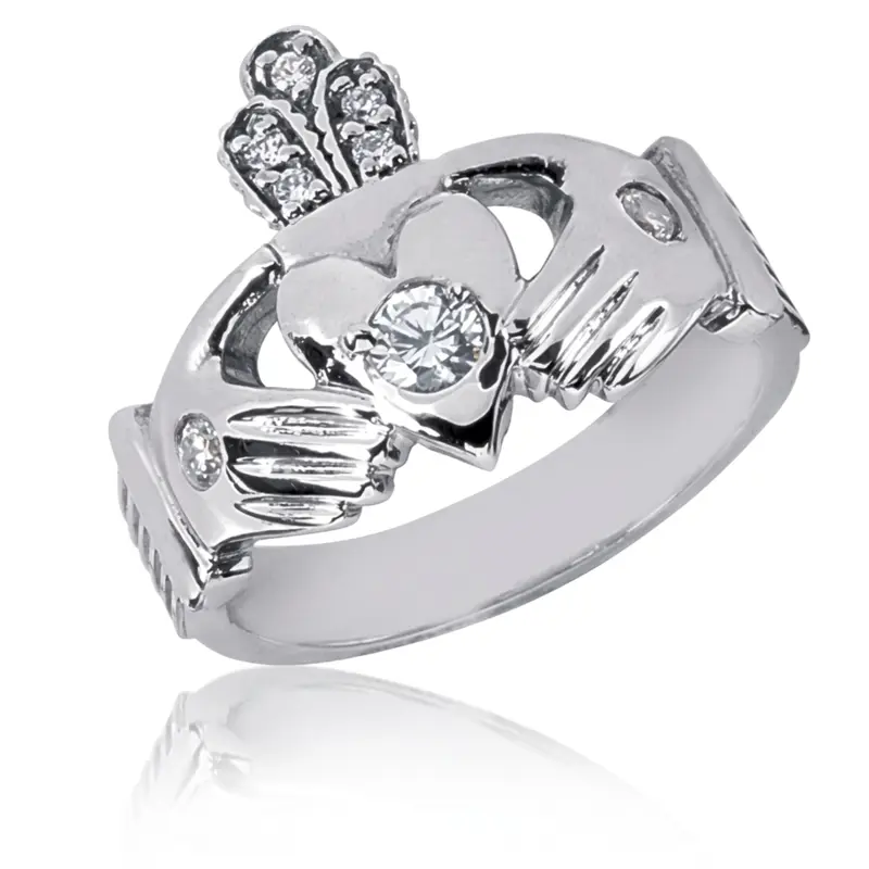 14K rose gold Celtic Claddagh Diamond Man Ring(1/3 ct. tw.) - main view