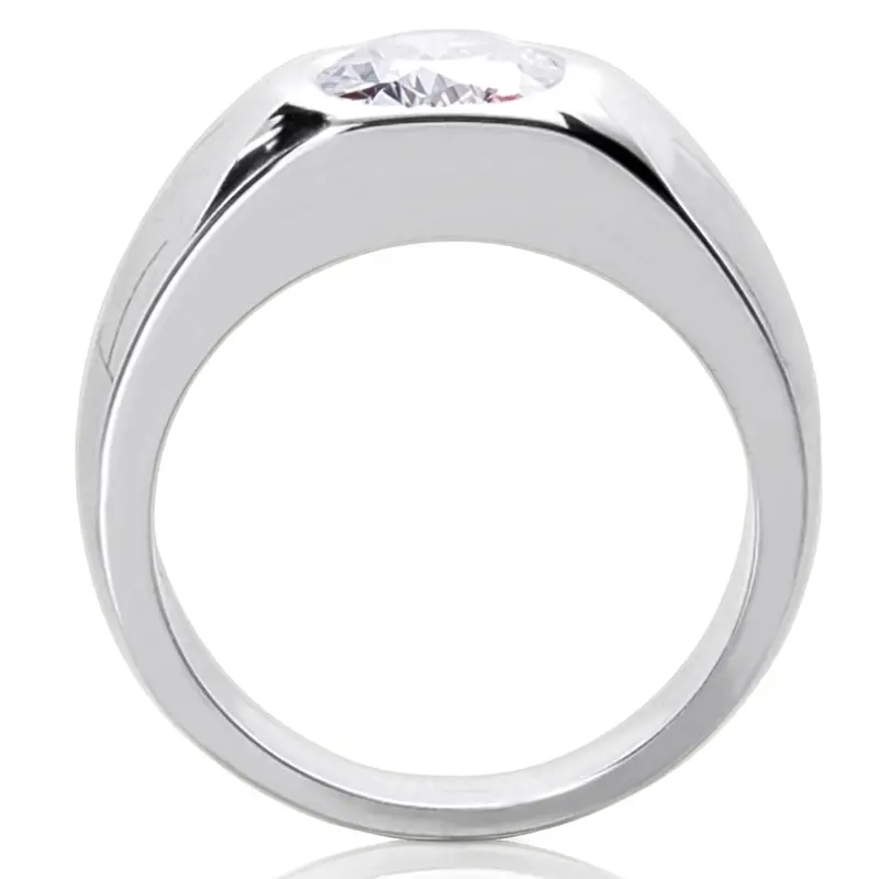 14K white gold Oval Solitaire Diamond Men's Ring - alternate view 4