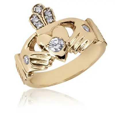 14K rose gold Celtic Claddagh Diamond Man Ring(1/3 ct. tw.) - alternate view 2 thumbnail