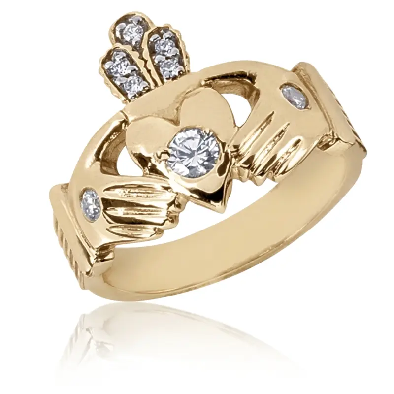 14K rose gold Celtic Claddagh Diamond Man Ring(1/3 ct. tw.) - alternate view 2