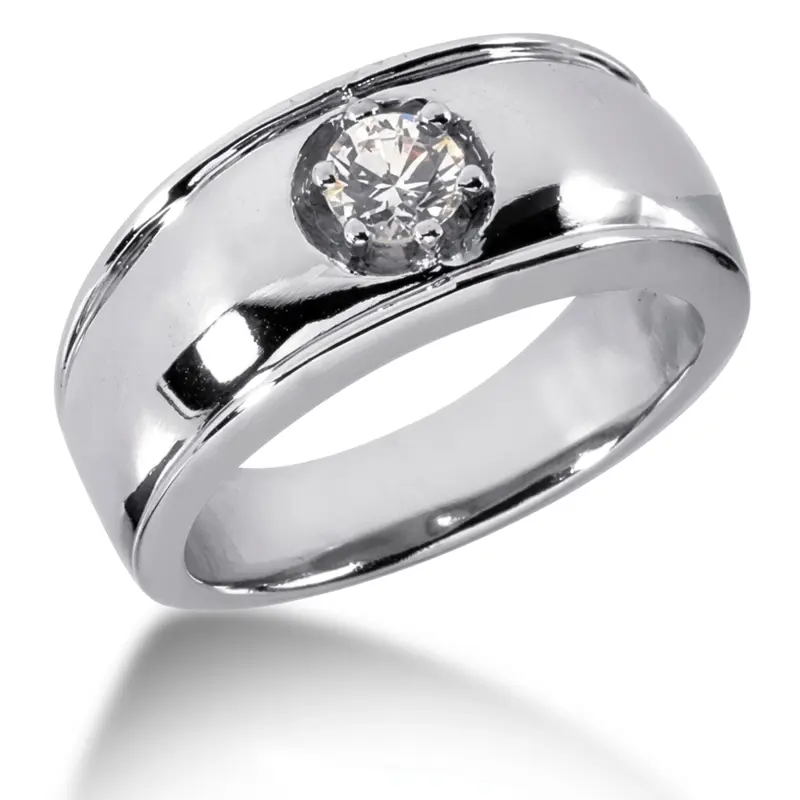18K white gold 0.50 ct. Solitaire Diamond Men Ring - main view