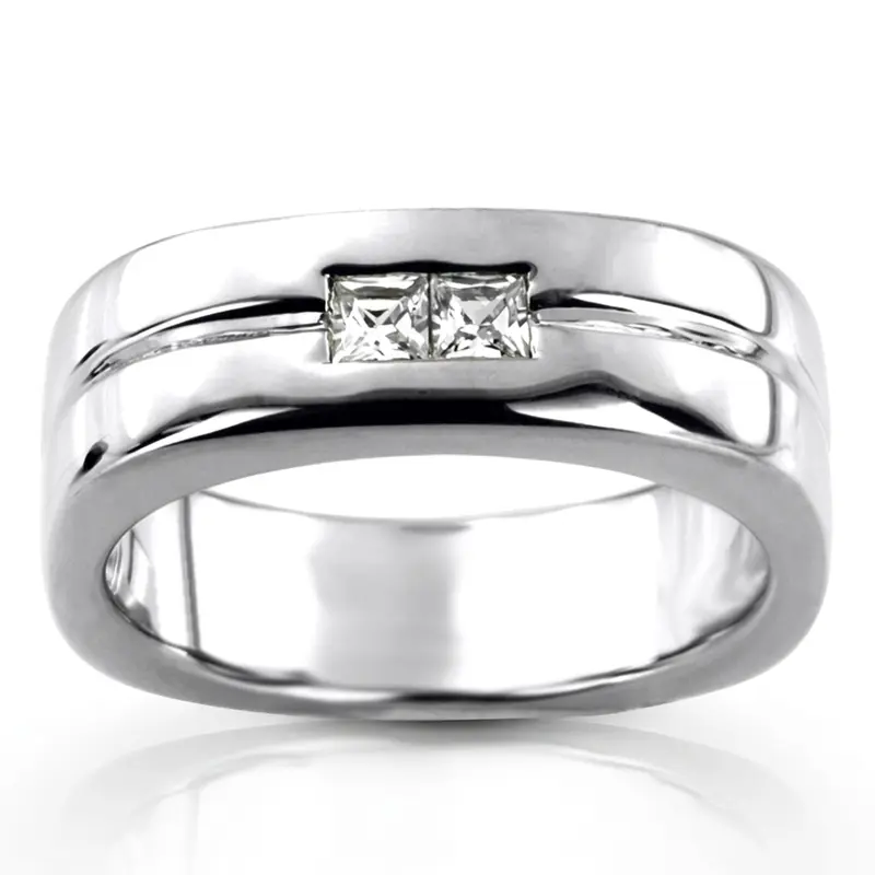 14K white gold 0.34 ct. Princess Cut Diamond Men's Ring - main view