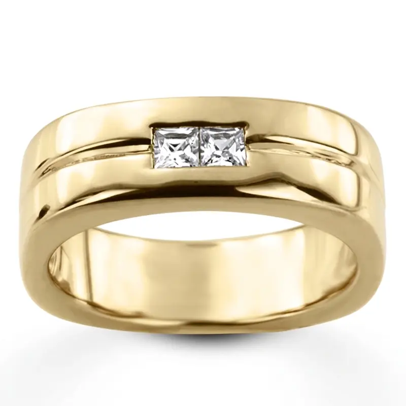 14K white gold 0.34 ct. Princess Cut Diamond Men's Ring - alternate view 2
