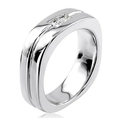 14K white gold 0.34 ct. Princess Cut Diamond Men's Ring - alternate view 3 thumbnail