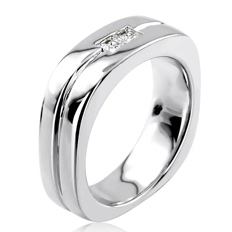 14K white gold 0.34 ct. Princess Cut Diamond Men's Ring - alternate view 3