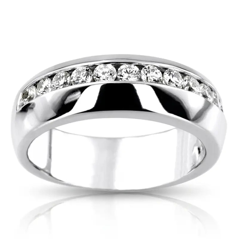platinum 0.91 ct. Round Cut Diamond Men's Ring - main view