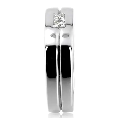 14K white gold 0.34 ct. Princess Cut Diamond Men's Ring - alternate view 4 thumbnail