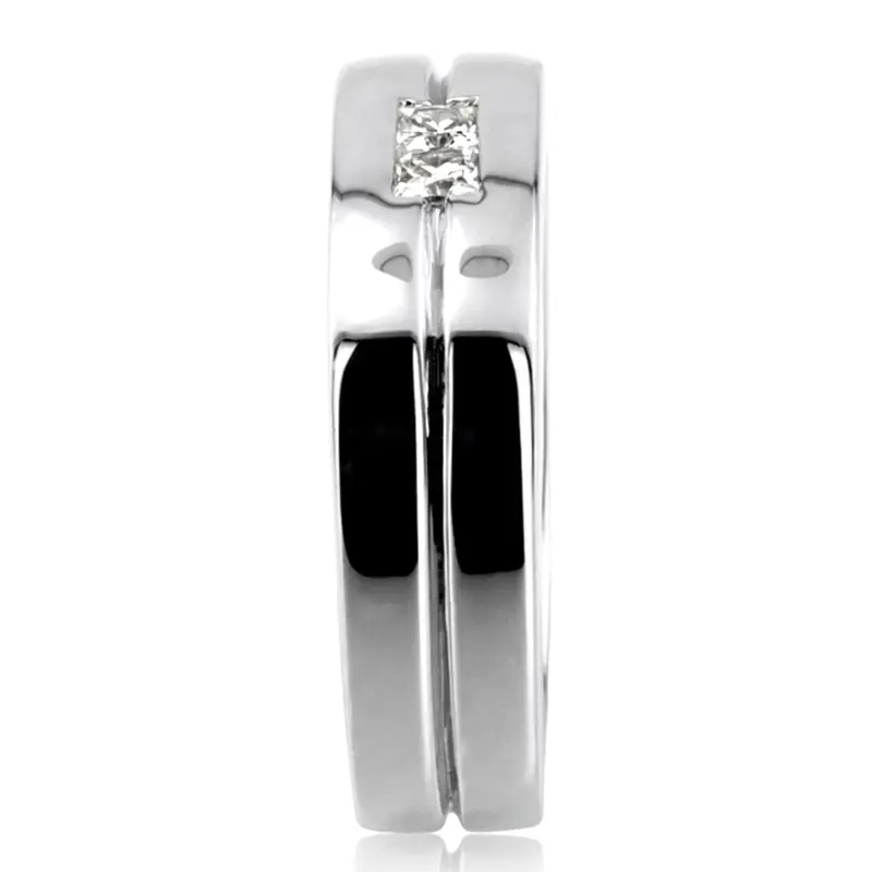 14K white gold 0.34 ct. Princess Cut Diamond Men's Ring - alternate view 4