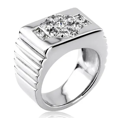 14K white gold 1.42 ct. Diamond Men's Ring - alternate view 6 thumbnail