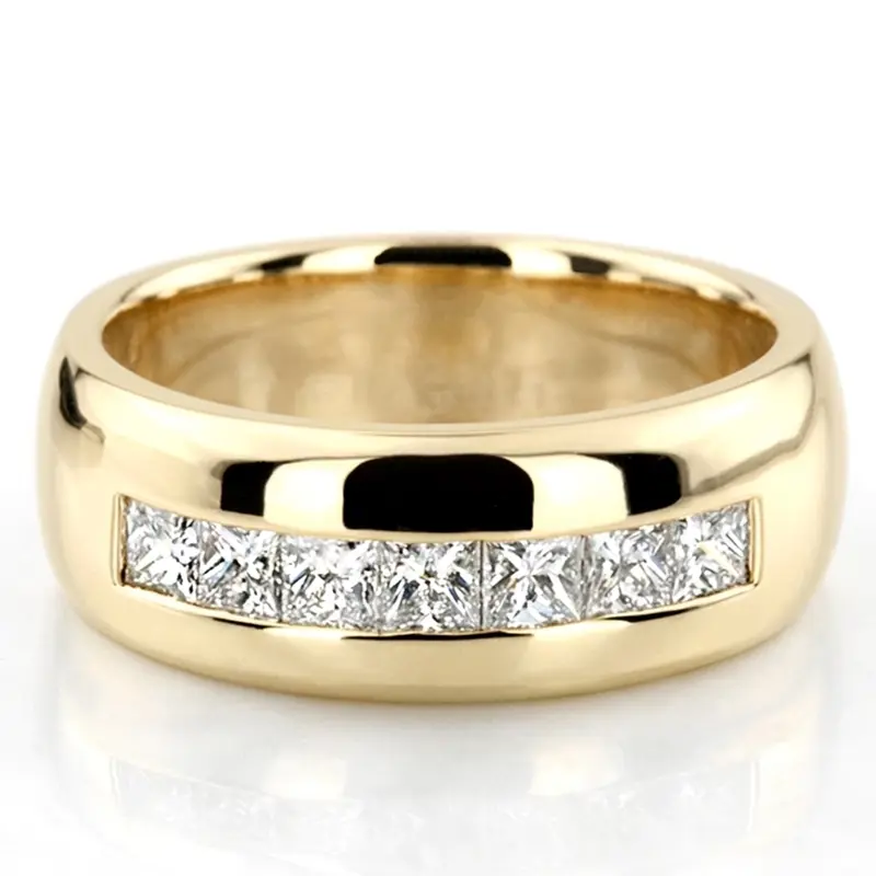 14K white gold 1.19 ct. Princess Cut Channel Set Diamond Men's Ring - alternate view 2