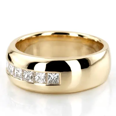 14K white gold 1.19 ct. Princess Cut Channel Set Diamond Men's Ring - alternate view 3 thumbnail