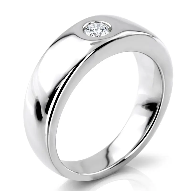 platinum 0.30 ct. Round Cut Diamond Men's Ring - alternate view 4