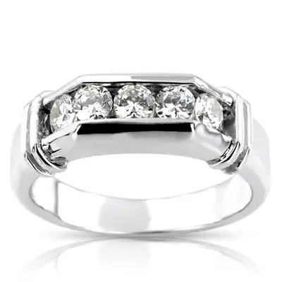 14K white gold 0.75 ct. Round Cut Diamond Men's Ring - alternate view 2 thumbnail