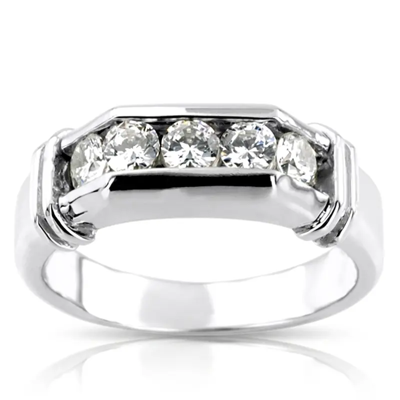 14K white gold 0.75 ct. Round Cut Diamond Men's Ring - alternate view 2