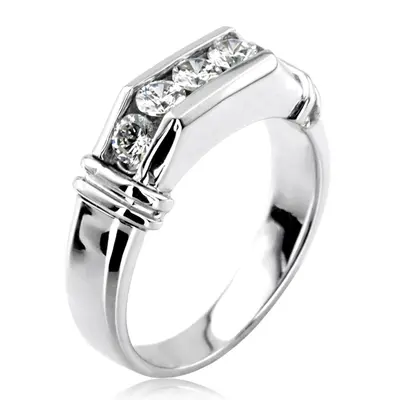 14K white gold 0.75 ct. Round Cut Diamond Men's Ring - alternate view 6 thumbnail