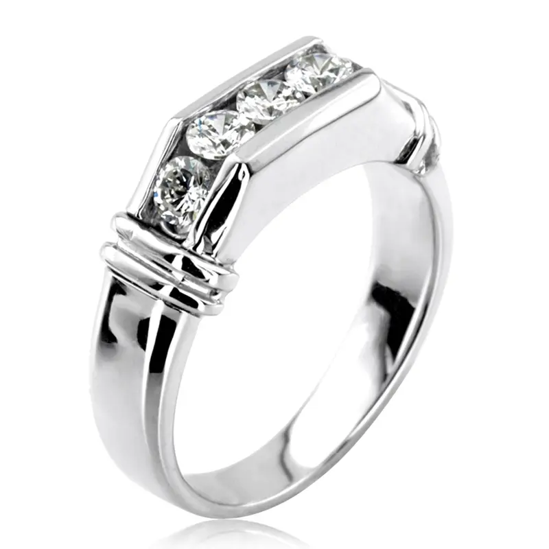 14K white gold 0.75 ct. Round Cut Diamond Men's Ring - alternate view 6
