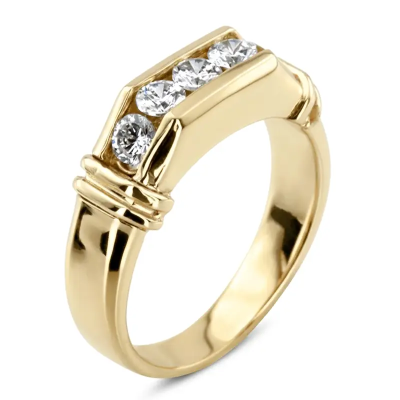 14K white gold 0.75 ct. Round Cut Diamond Men's Ring - alternate view 3