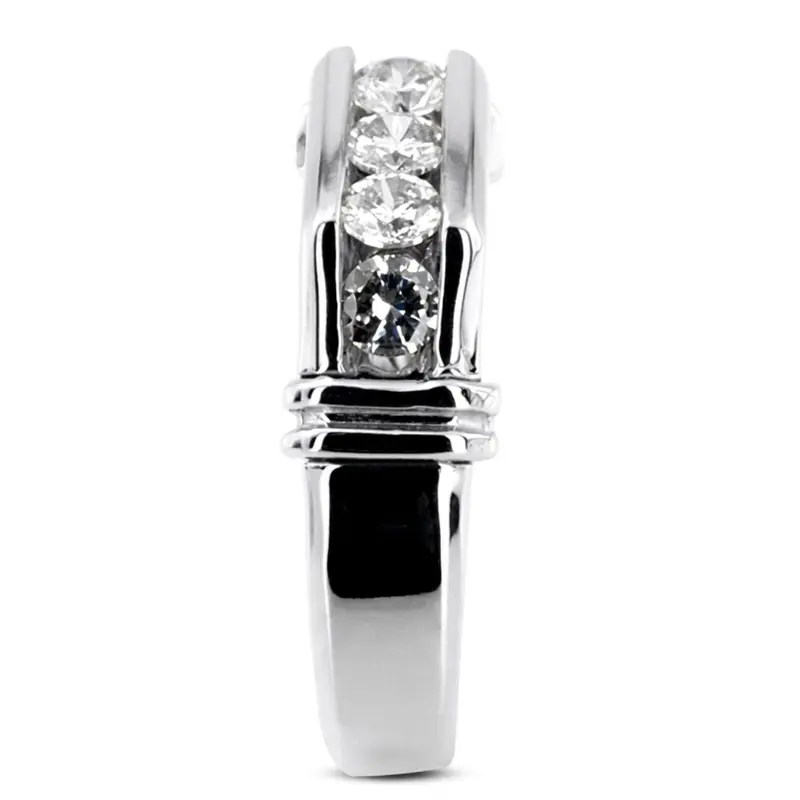 14K white gold 0.75 ct. Round Cut Diamond Men's Ring - alternate view 4