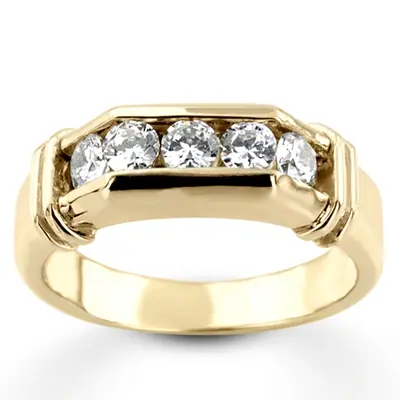 14K white gold 0.75 ct. Round Cut Diamond Men's Ring - main view thumbnail
