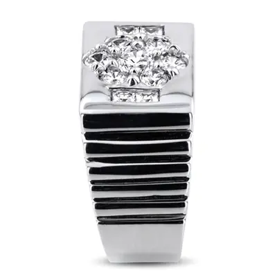 14K white gold 1.42 ct. Diamond Men's Ring - alternate view 5 thumbnail