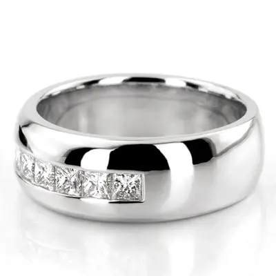 14K white gold 1.19 ct. Princess Cut Channel Set Diamond Men's Ring - alternate view 4 thumbnail