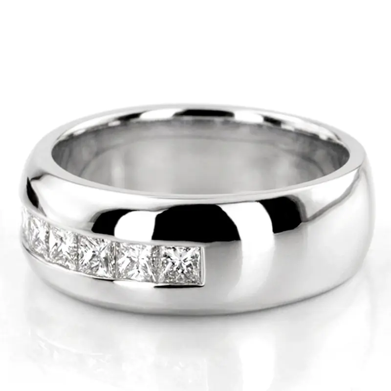 14K white gold 1.19 ct. Princess Cut Channel Set Diamond Men's Ring - alternate view 4