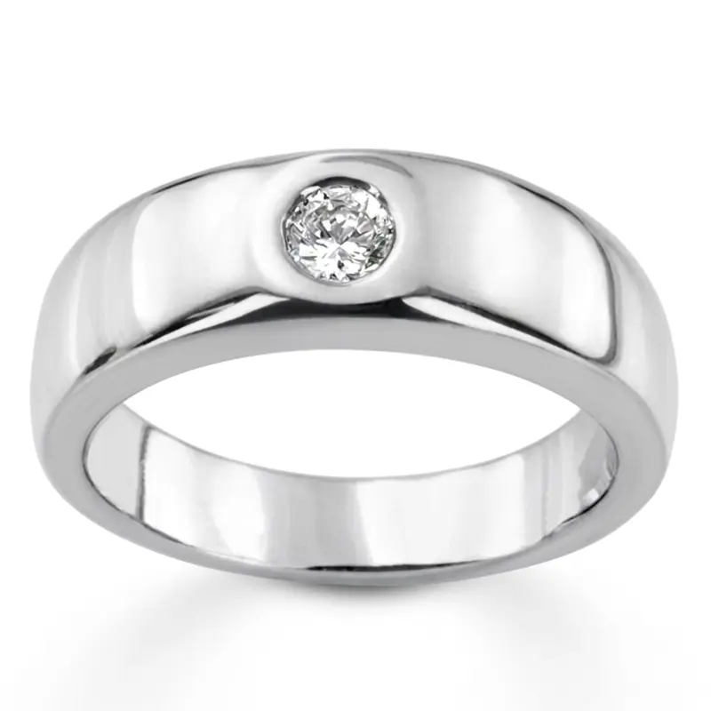 platinum 0.30 ct. Round Cut Diamond Men's Ring - main view