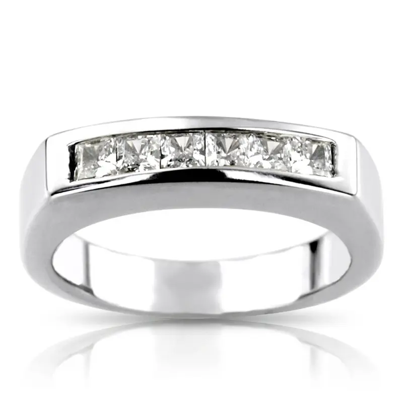 14K white gold 0.60 ct. Princess Cut Diamond Men's Ring - main view