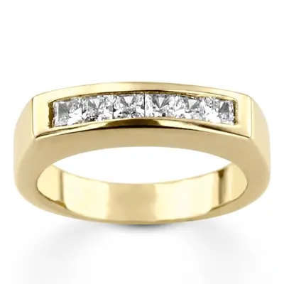 14K white gold 0.60 ct. Princess Cut Diamond Men's Ring - alternate view 2 thumbnail