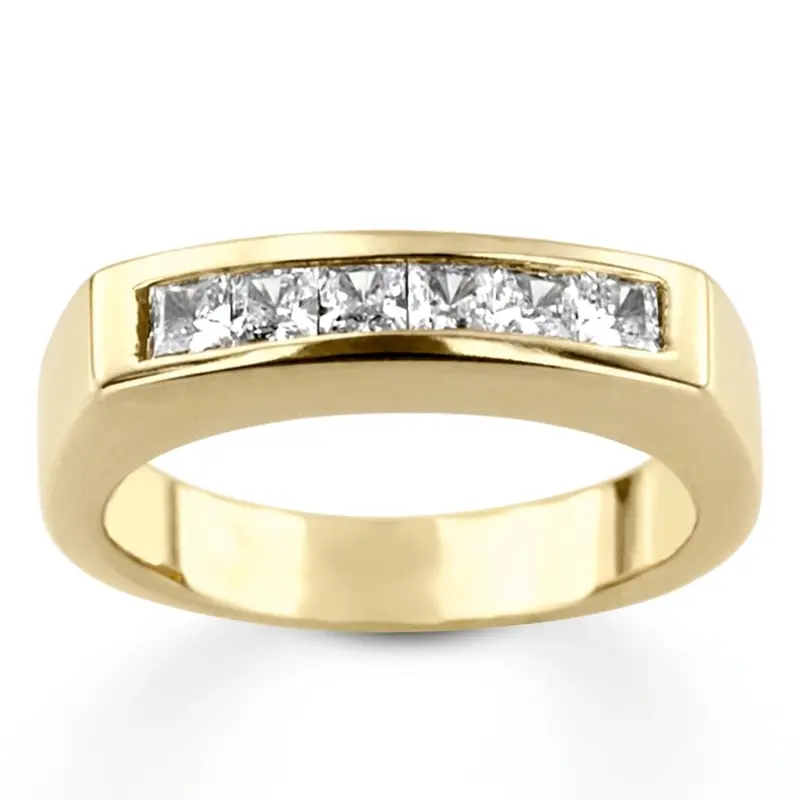 14K white gold 0.60 ct. Princess Cut Diamond Men's Ring - alternate view 2