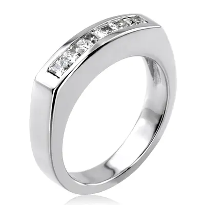 14K white gold 0.60 ct. Princess Cut Diamond Men's Ring - alternate view 3 thumbnail