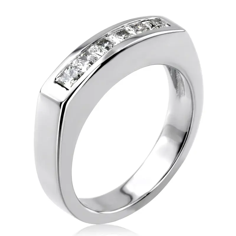 14K white gold 0.60 ct. Princess Cut Diamond Men's Ring - alternate view 3