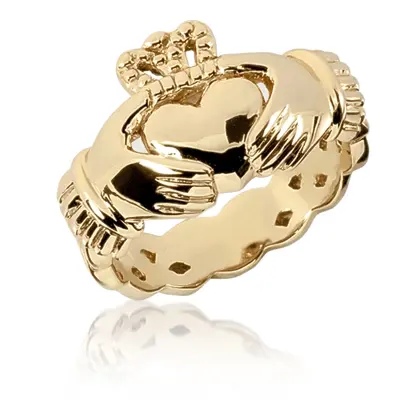 14K yellow gold Claddagh Irish Man Ring - alternate view 2 thumbnail