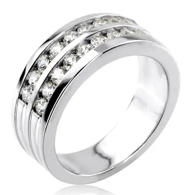 14K white gold 1.32 ct. Round Cut Diamond Men's Ring - alternate view 6 thumbnail
