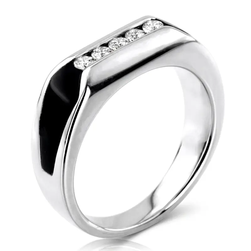 14K white gold 0.25 ct. Round Cut Diamond Men's Band - main view