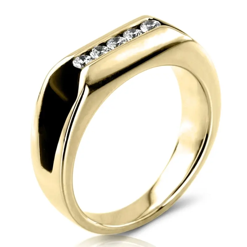 14K white gold 0.25 ct. Round Cut Diamond Men's Band - alternate view 2