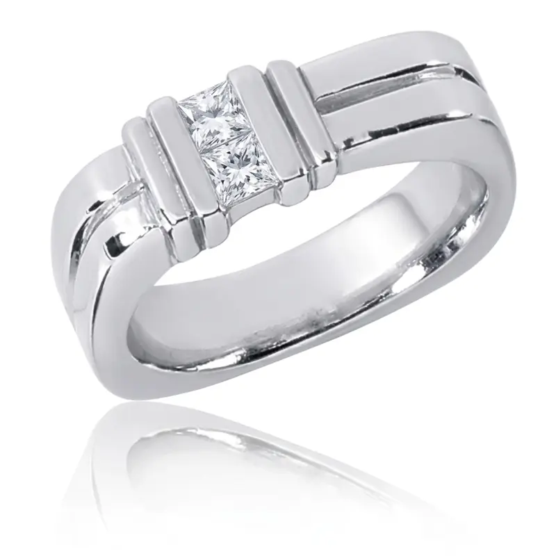 14K white gold 0.34 ct. Princess Cut Diamond Men Ring - main view