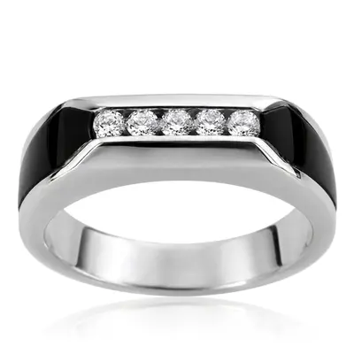 14K white gold 0.25 ct. Round Cut Diamond Men's Band - alternate view 4 thumbnail
