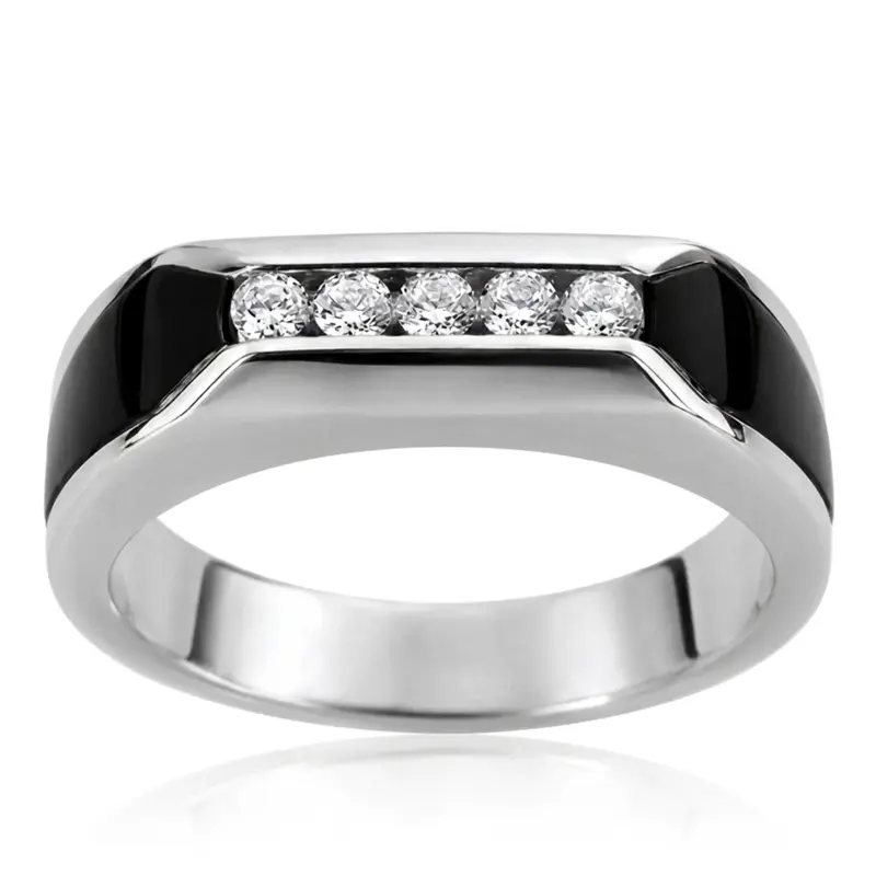 14K white gold 0.25 ct. Round Cut Diamond Men's Band - alternate view 4