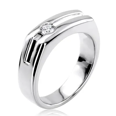 14K white gold 0.20 ct. Solitaire Diamond Men's Ring - alternate view 3 thumbnail