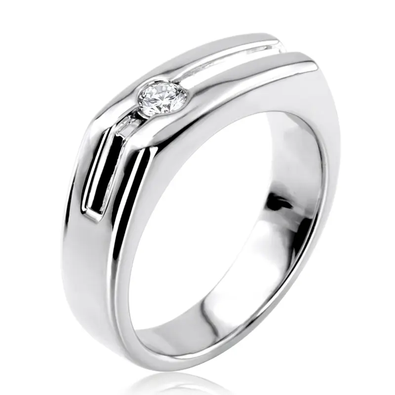 14K white gold 0.20 ct. Solitaire Diamond Men's Ring - alternate view 3