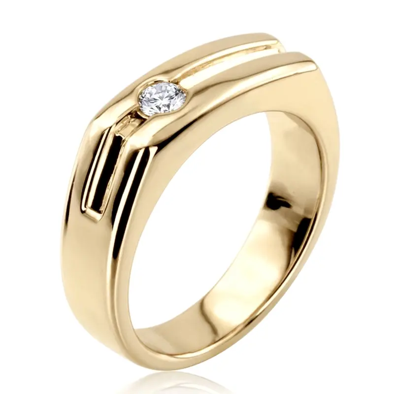 14K white gold 0.20 ct. Solitaire Diamond Men's Ring - alternate view 4