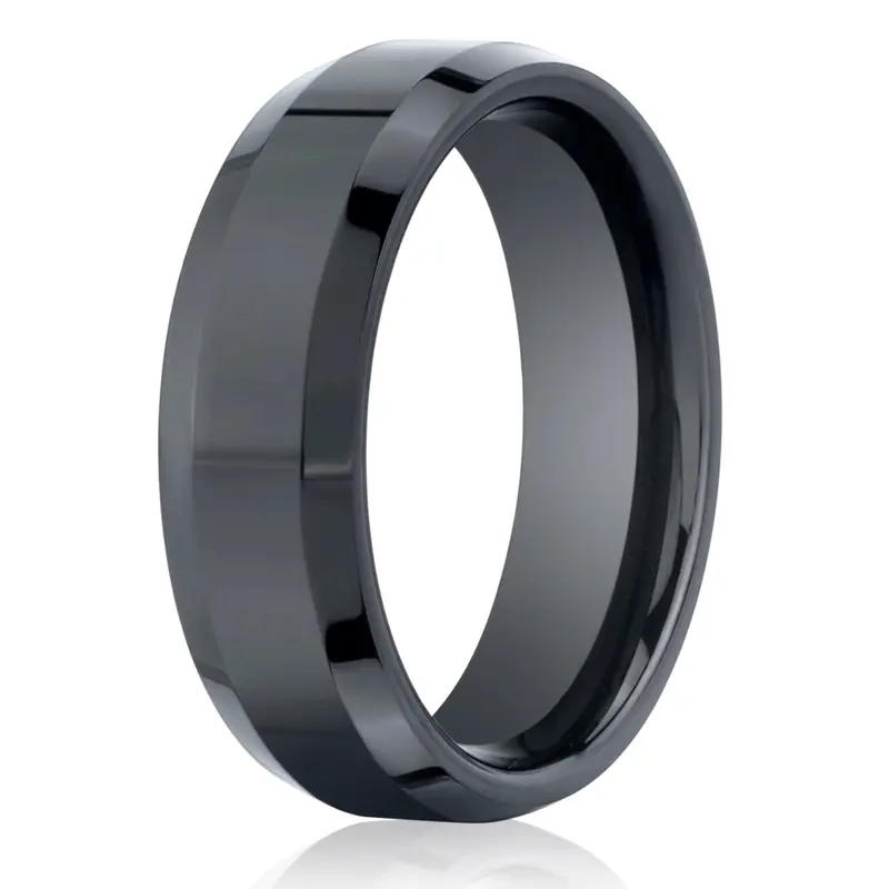 ceramic Ceramic 7mm Comfort-Fit High Polished Beveled Edge Design Ring - main view