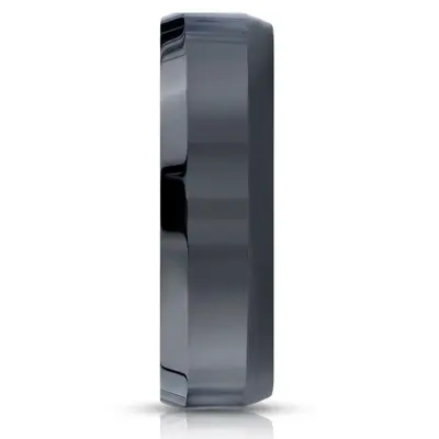 Ceramic 7mm Comfort-Fit High Polished Beveled Edge Design Ring alternate view